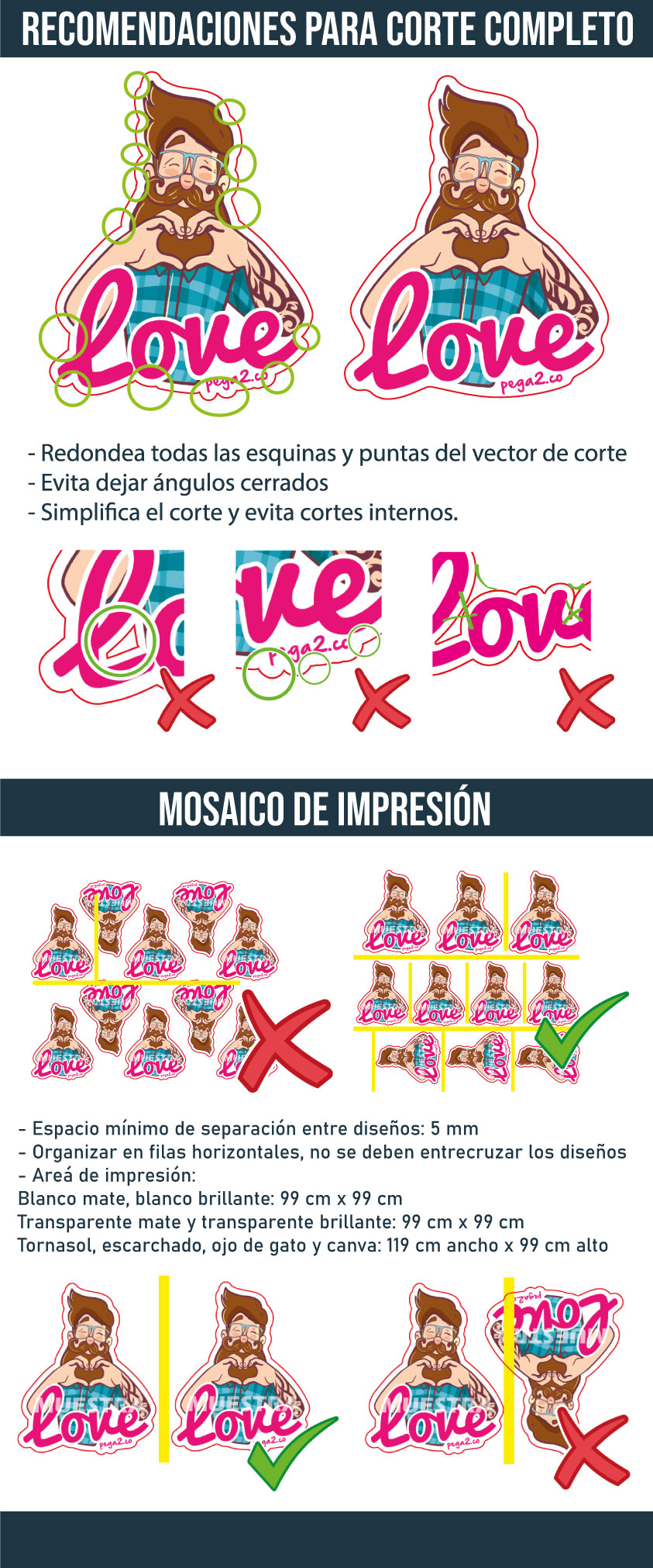Recomendaciones de montaje para stickers en corte completo